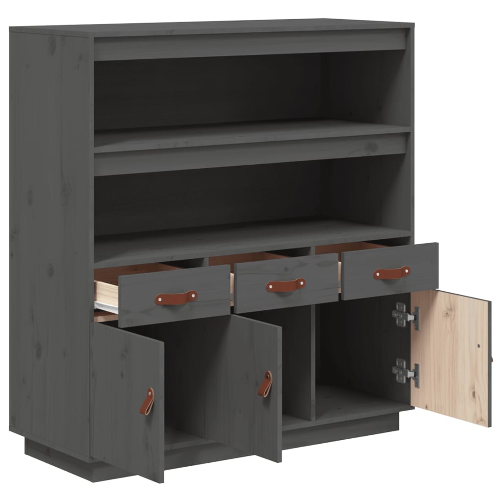 Highboard Grau 100x40x108,5 cm Massivholz Kiefer - Pazzar.ch
