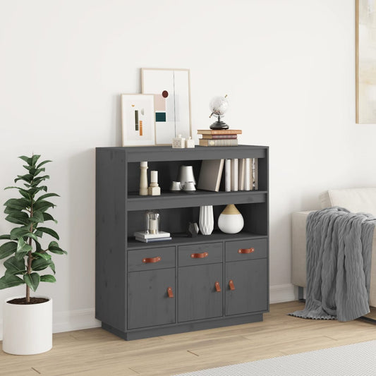 Highboard Grau 100x40x108,5 cm Massivholz Kiefer - Pazzar.ch