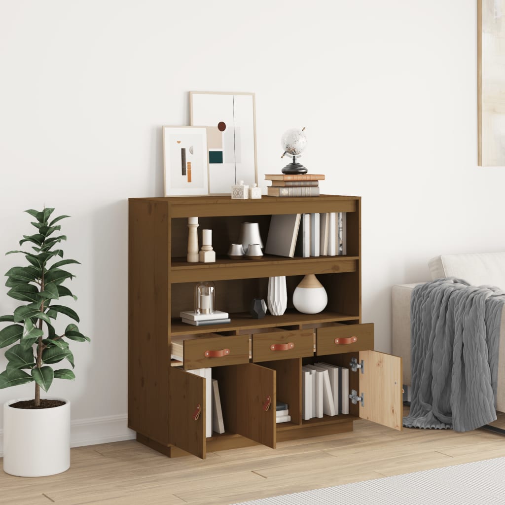 Highboard Honigbraun 100x40x108,5 cm Massivholz Kiefer - Pazzar.ch