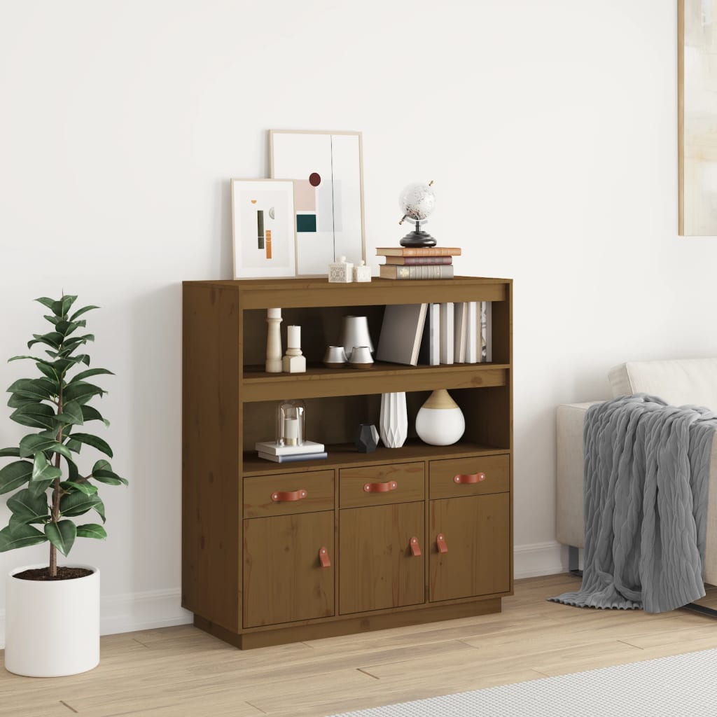 Highboard Honigbraun 100x40x108,5 cm Massivholz Kiefer - Pazzar.ch
