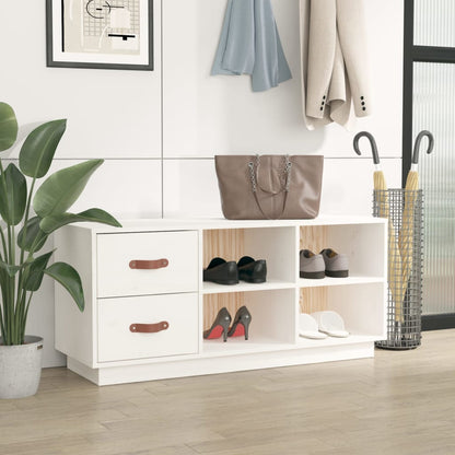 Schuhbank Weiß 100x34x45 cm Massivholz Kiefer - Pazzar.ch