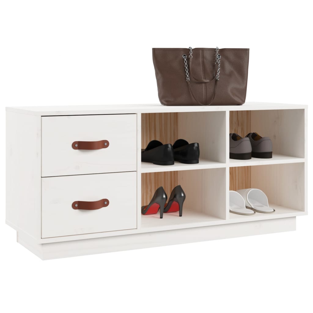 Schuhbank Weiß 100x34x45 cm Massivholz Kiefer - Pazzar.ch