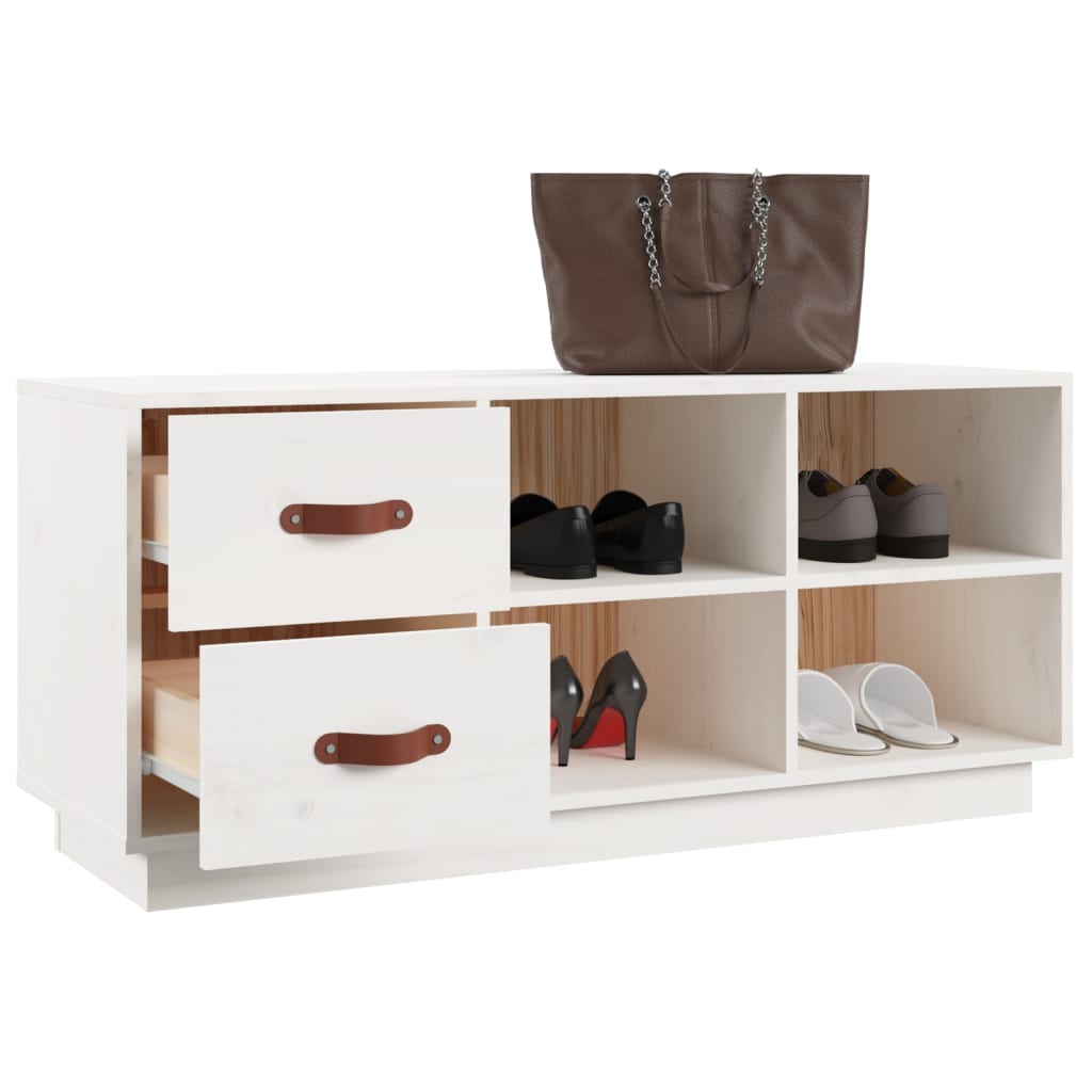 Schuhbank Weiß 100x34x45 cm Massivholz Kiefer - Pazzar.ch
