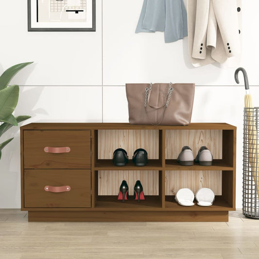 Schuhbank Honigbraun 100x34x45 cm Massivholz Kiefer - Pazzar.ch