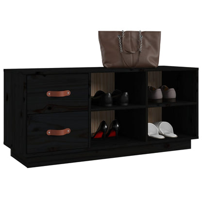 Schuhbank Schwarz 100x34x45 cm Massivholz Kiefer - Pazzar.ch
