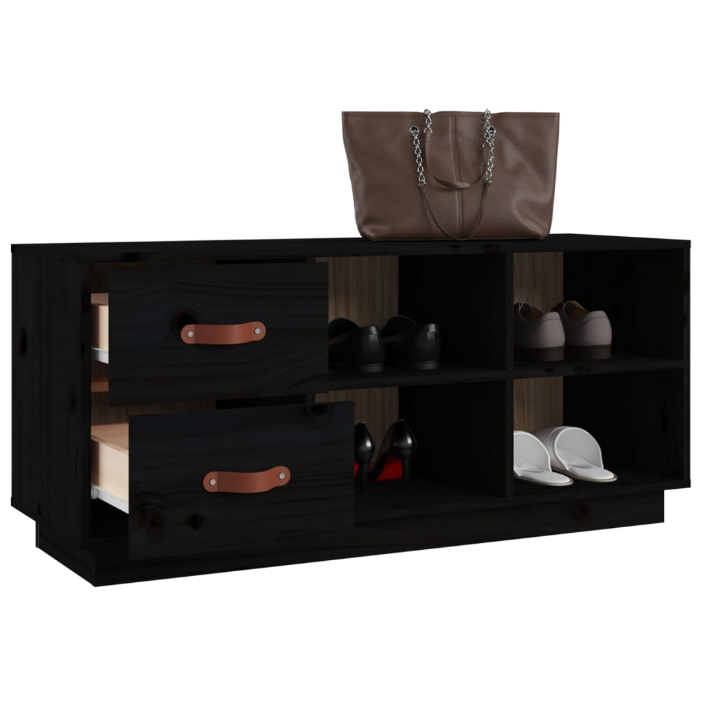 Schuhbank Schwarz 100x34x45 cm Massivholz Kiefer - Pazzar.ch