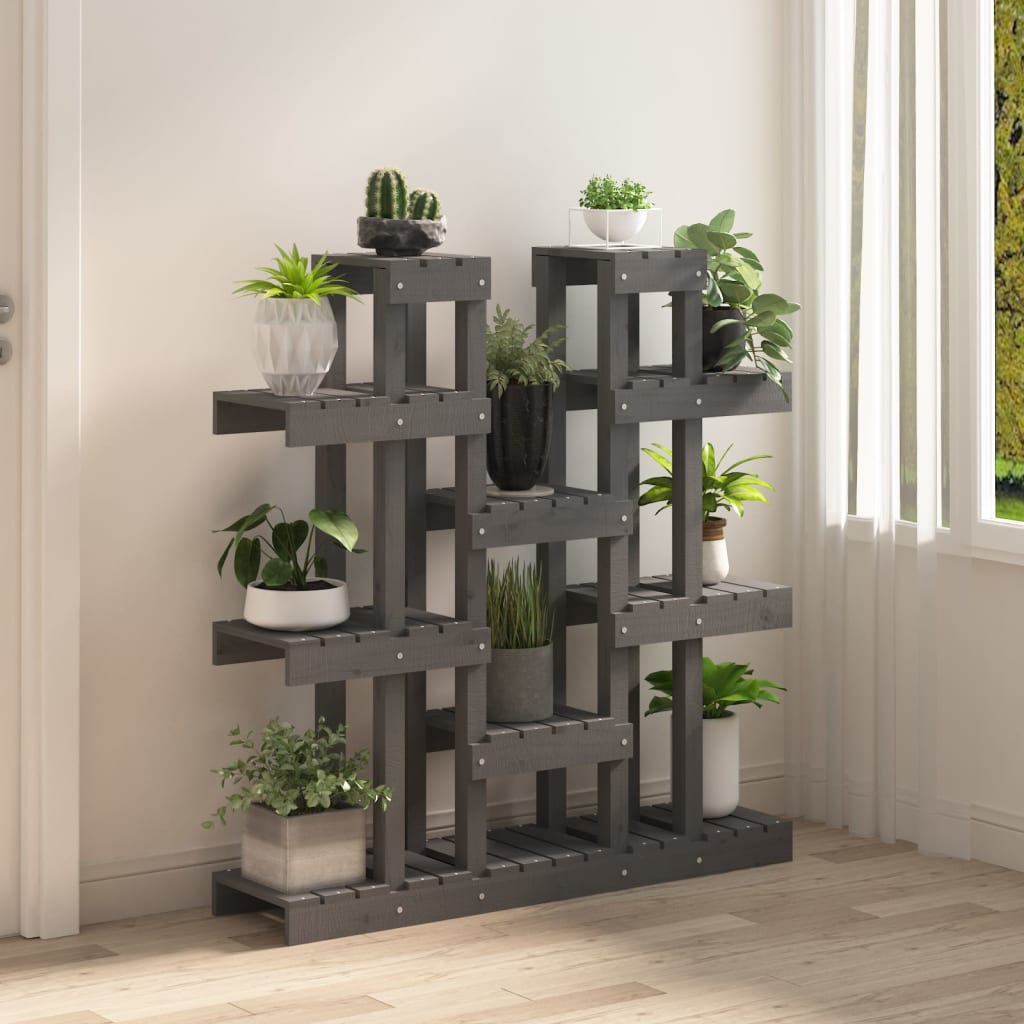Pflanzenständer Grau 104,5x25x109,5 cm Massivholz Kiefer - Pazzar.ch