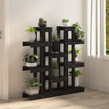 Pflanzenständer Schwarz 104,5x25x109,5 cm Massivholz Kiefer - Pazzar.ch
