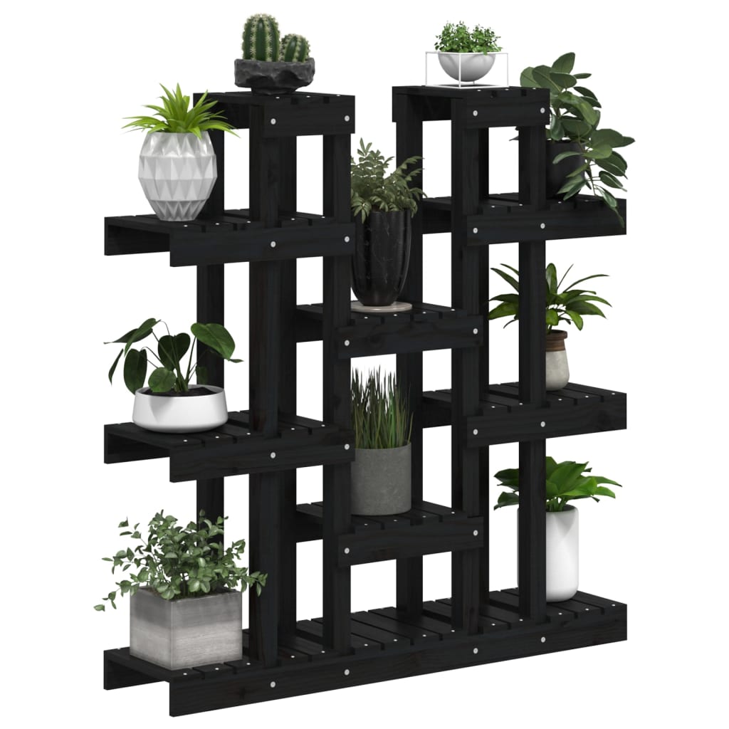 Pflanzenständer Schwarz 104,5x25x109,5 cm Massivholz Kiefer - Pazzar.ch