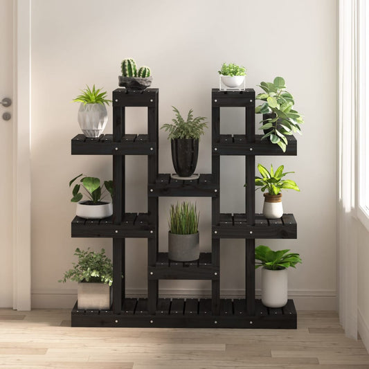 Pflanzenständer Schwarz 104,5x25x109,5 cm Massivholz Kiefer - Pazzar.ch
