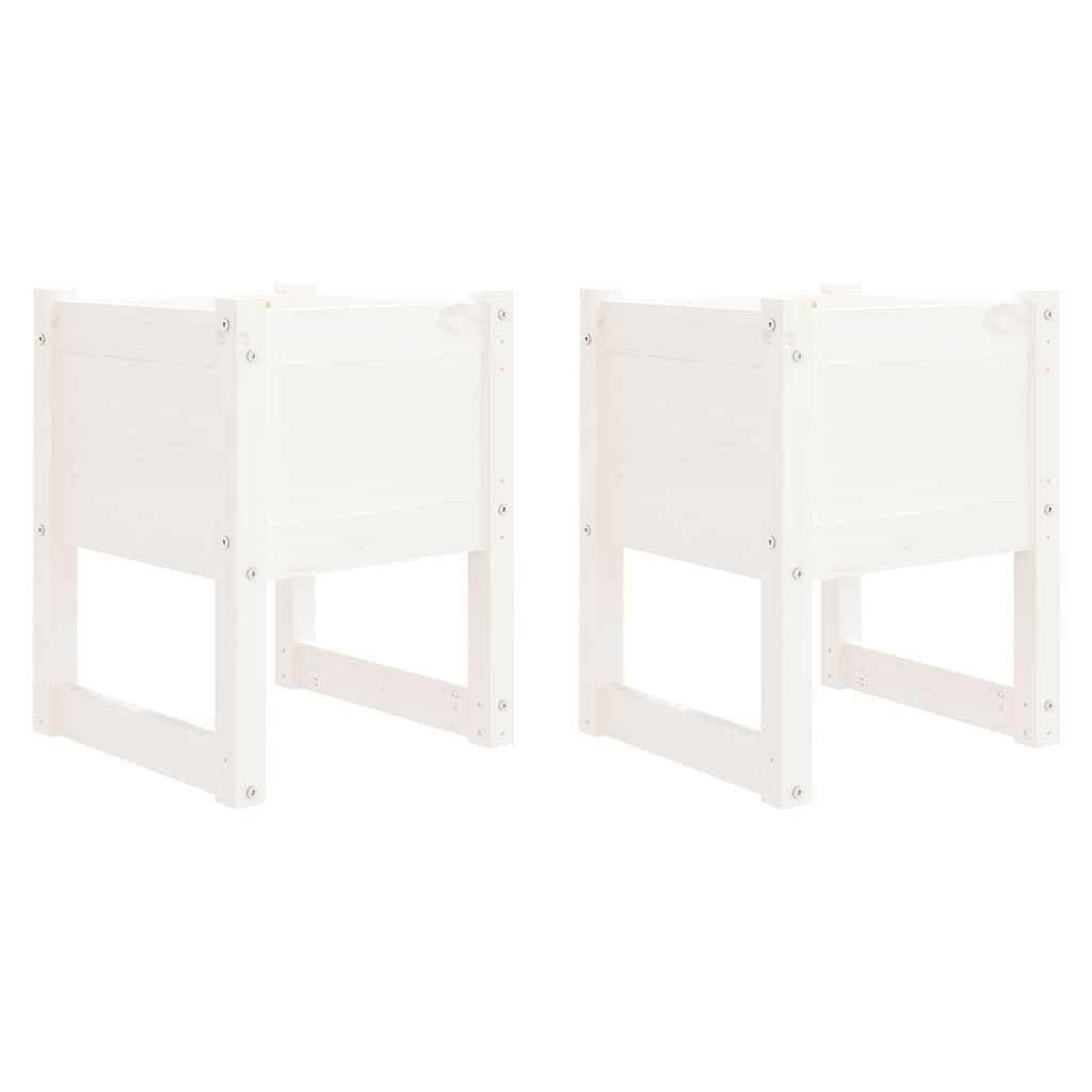 Pflanzkübel 2 Stk. Weiß 40x40x52,5 cm Massivholz Kiefer - Pazzar.ch