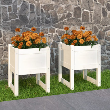 Pflanzkübel 2 Stk. Weiß 40x40x52,5 cm Massivholz Kiefer - Pazzar.ch