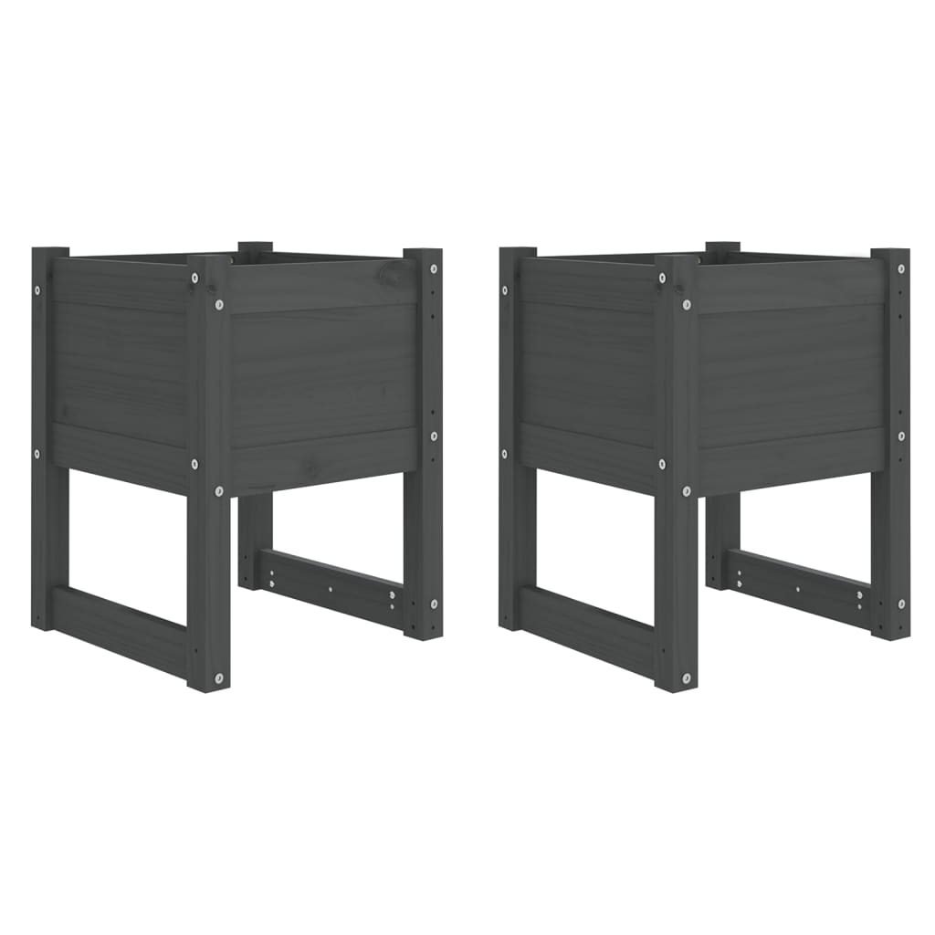Pflanzkübel 2 Stk. Grau 40x40x52,5 cm Massivholz Kiefer - Pazzar.ch