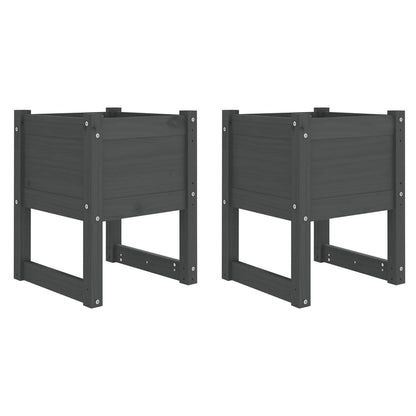 Pflanzkübel 2 Stk. Grau 40x40x52,5 cm Massivholz Kiefer - Pazzar.ch