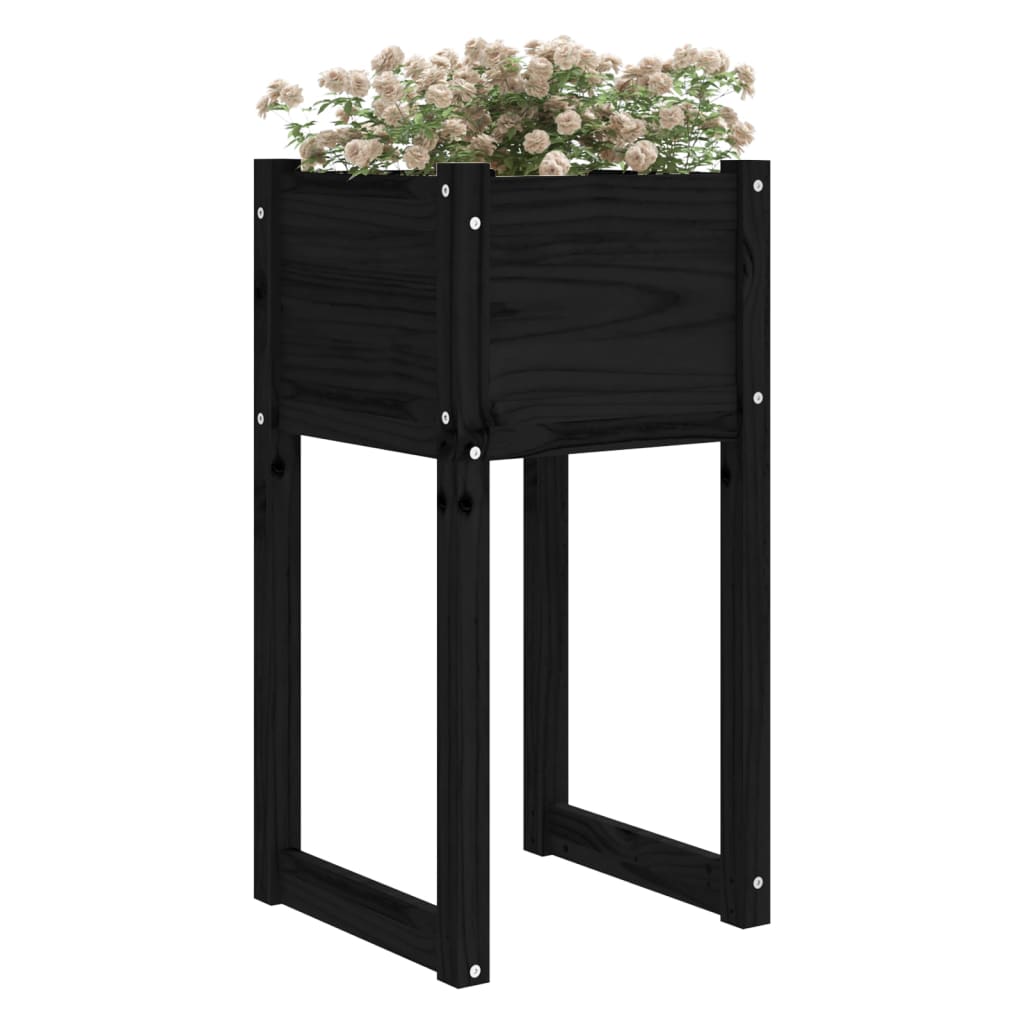 Pflanzkübel 2 Stk. Schwarz 40x40x81 cm Massivholz Kiefer - Pazzar.ch