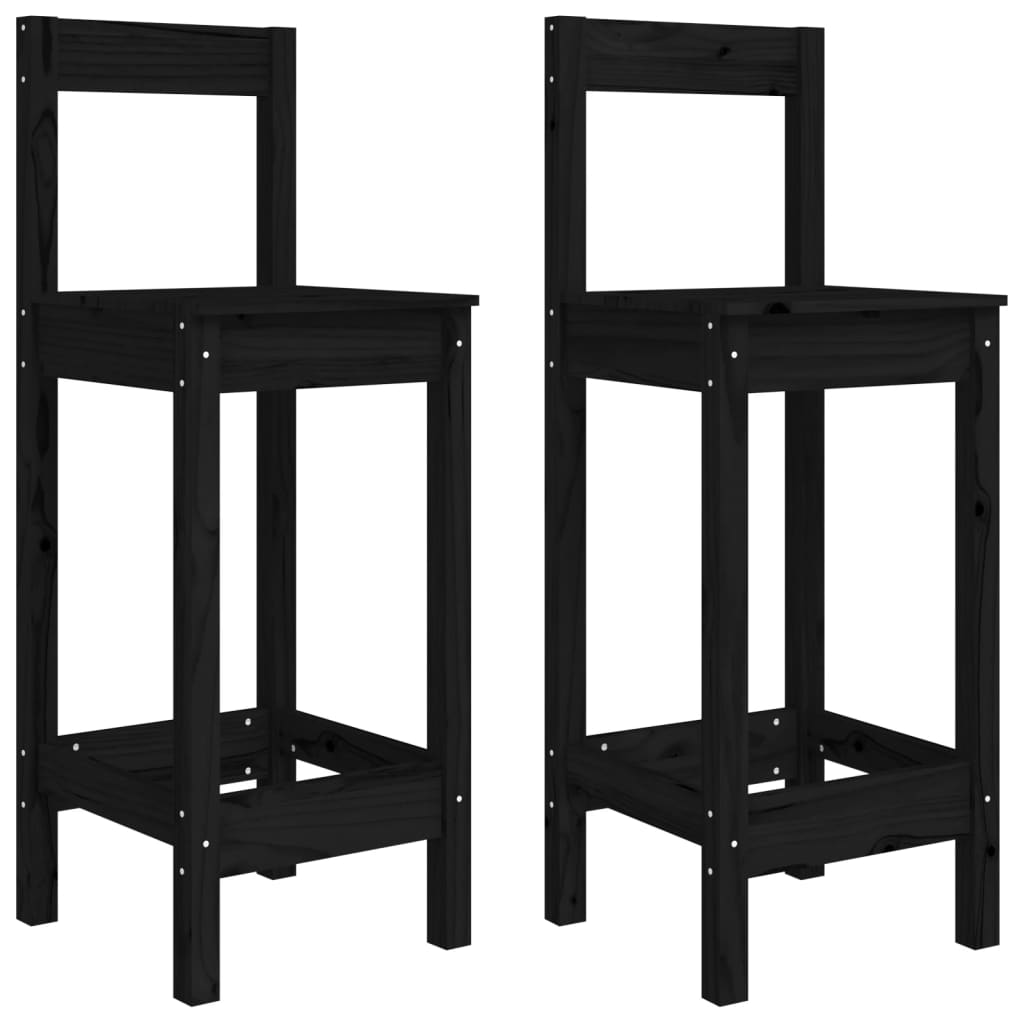 Barstühle 2 Stk. Schwarz 40x41,5x112 cm Massivholz Kiefer - Pazzar.ch