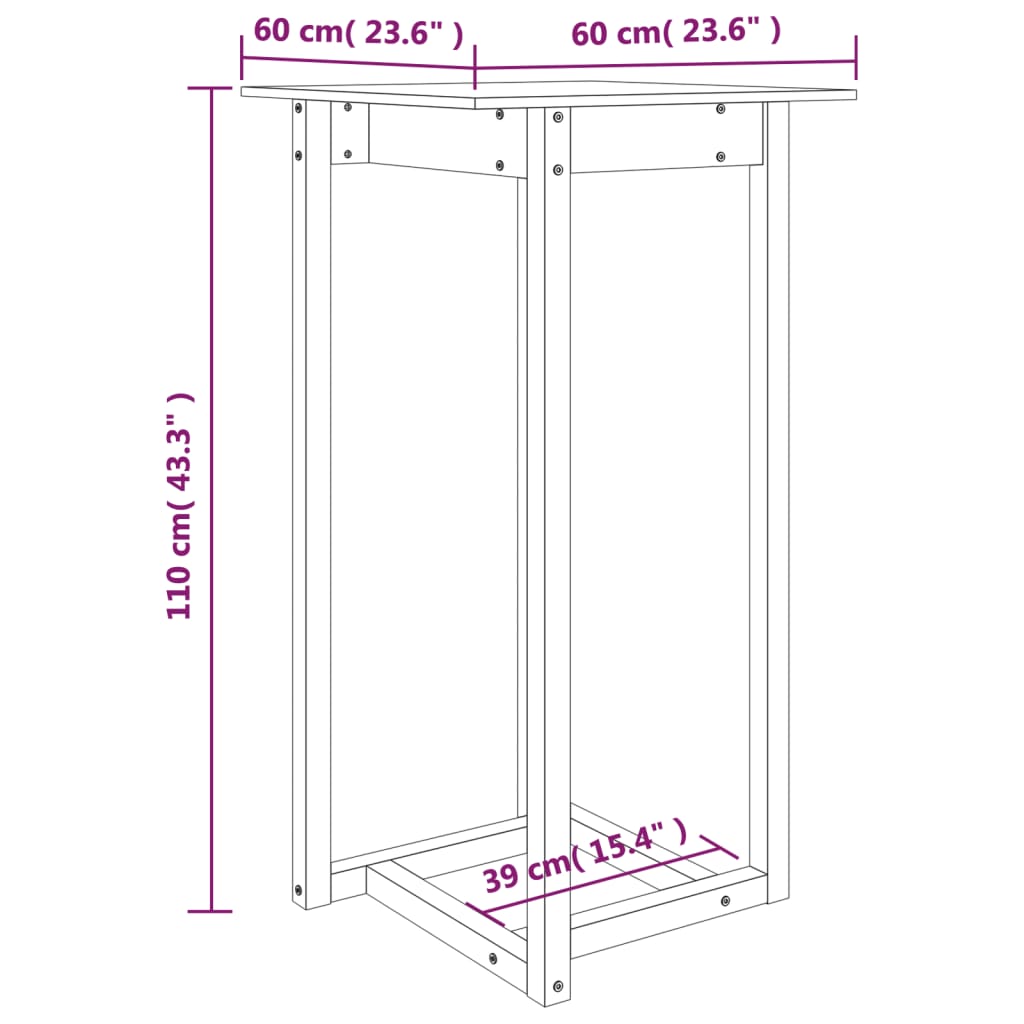 Bartisch Weiß 60x60x110 cm Massivholz Kiefer - Pazzar.ch