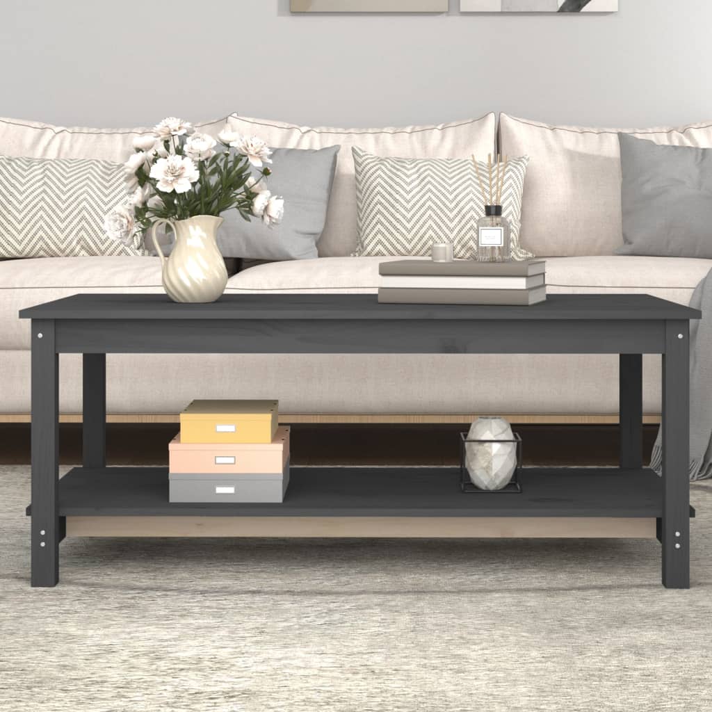 Couchtisch Grau 110x55x45 cm Massivholz Kiefer - Pazzar.ch