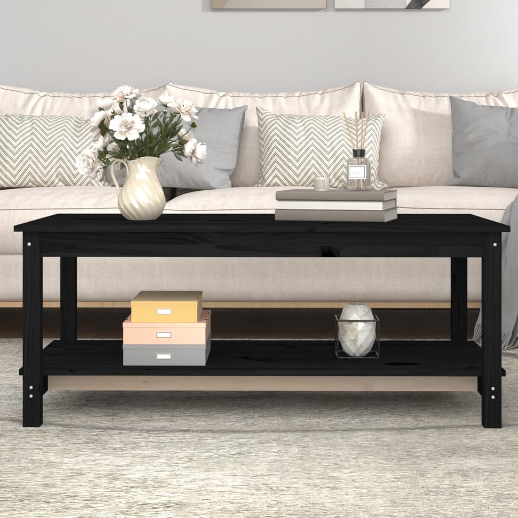 Couchtisch Schwarz 110x55x45 cm Massivholz Kiefer - Pazzar.ch