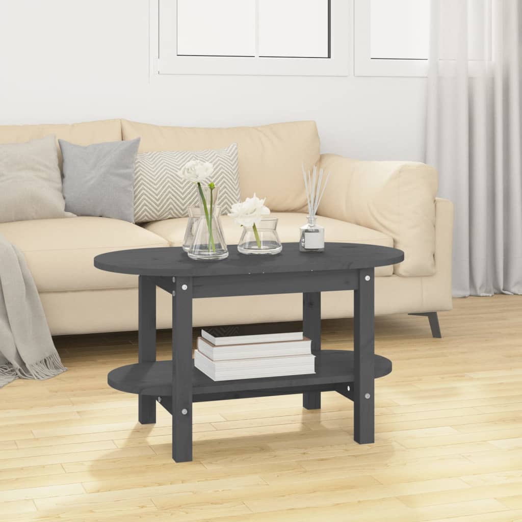 Couchtisch Grau 80x45x45 cm Massivholz Kiefer - Pazzar.ch