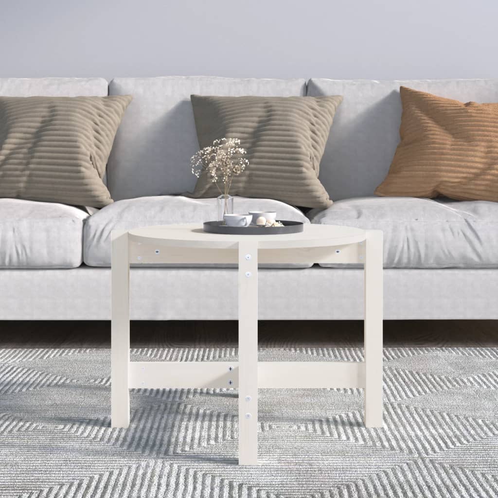 Couchtisch Weiß Ø 62,5x45 cm Massivholz Kiefer - Pazzar.ch