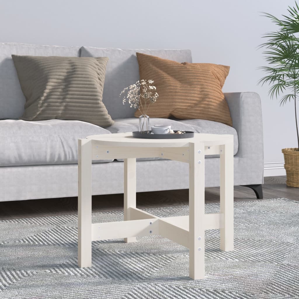 Couchtisch Weiß Ø 62,5x45 cm Massivholz Kiefer - Pazzar.ch