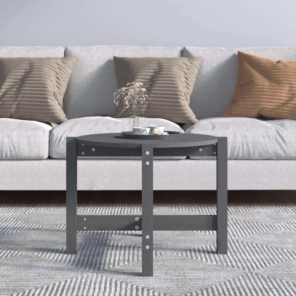 Couchtisch Grau Ø 62,5x45 cm Massivholz Kiefer - Pazzar.ch