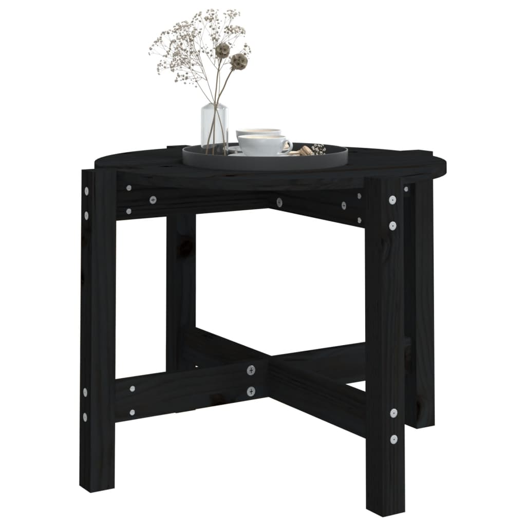 Couchtisch Schwarz Ø 62,5x45 cm Massivholz Kiefer - Pazzar.ch