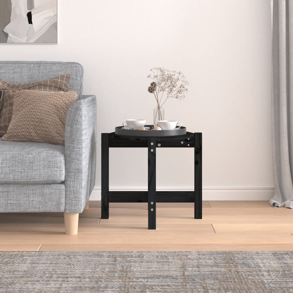 Couchtisch Schwarz Ø 52,5x45 cm Massivholz Kiefer - Pazzar.ch
