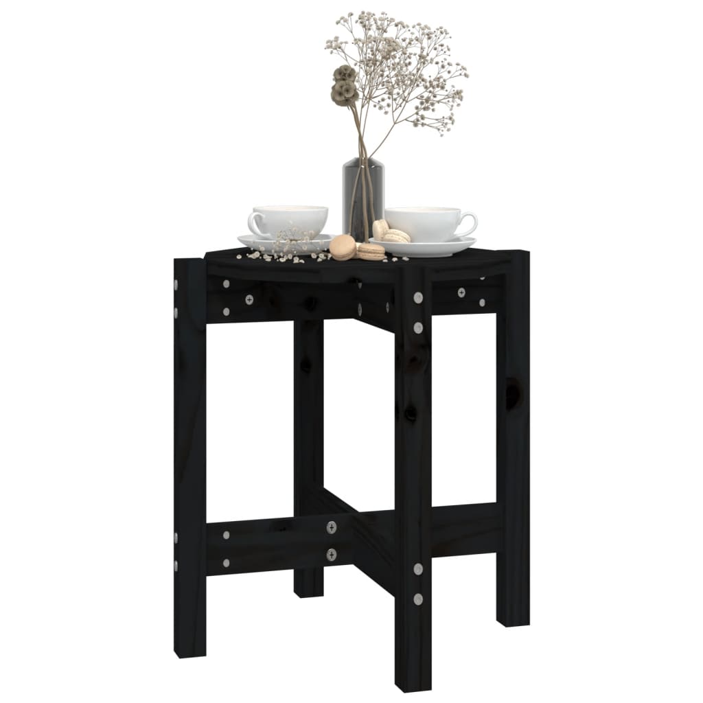 Couchtisch Schwarz Ø 42,5x45 cm Massivholz Kiefer - Pazzar.ch