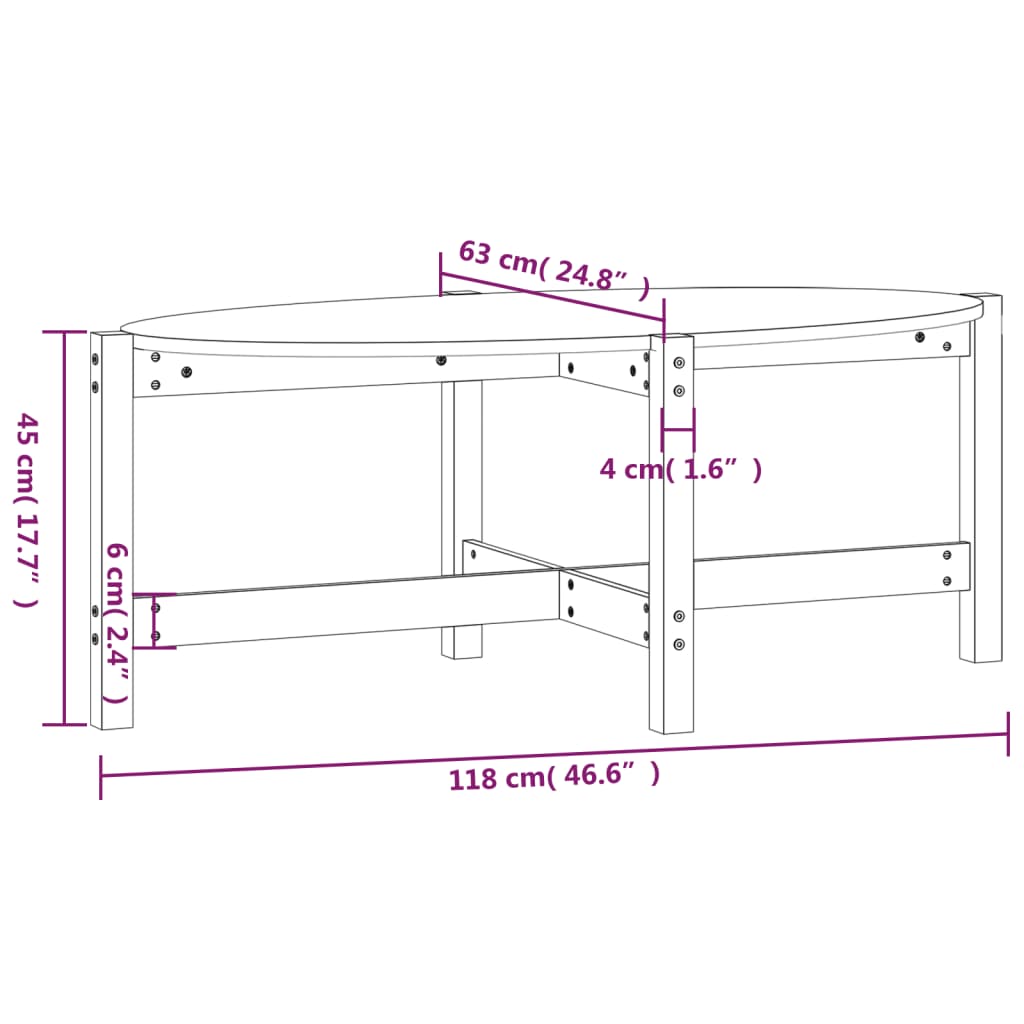Couchtisch Grau 118x63x45 cm Massivholz Kiefer - Pazzar.ch