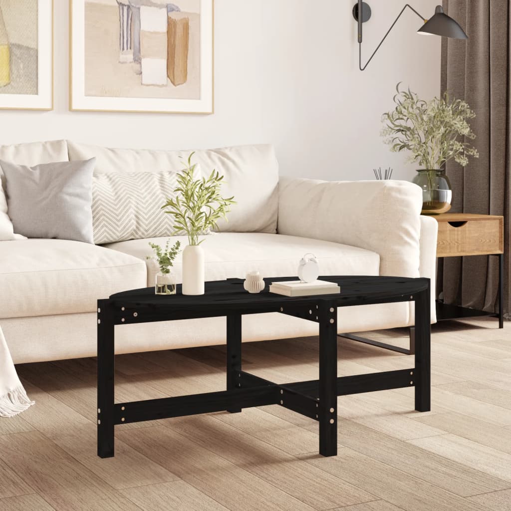 Couchtisch Schwarz 118x63x45 cm Massivholz Kiefer - Pazzar.ch