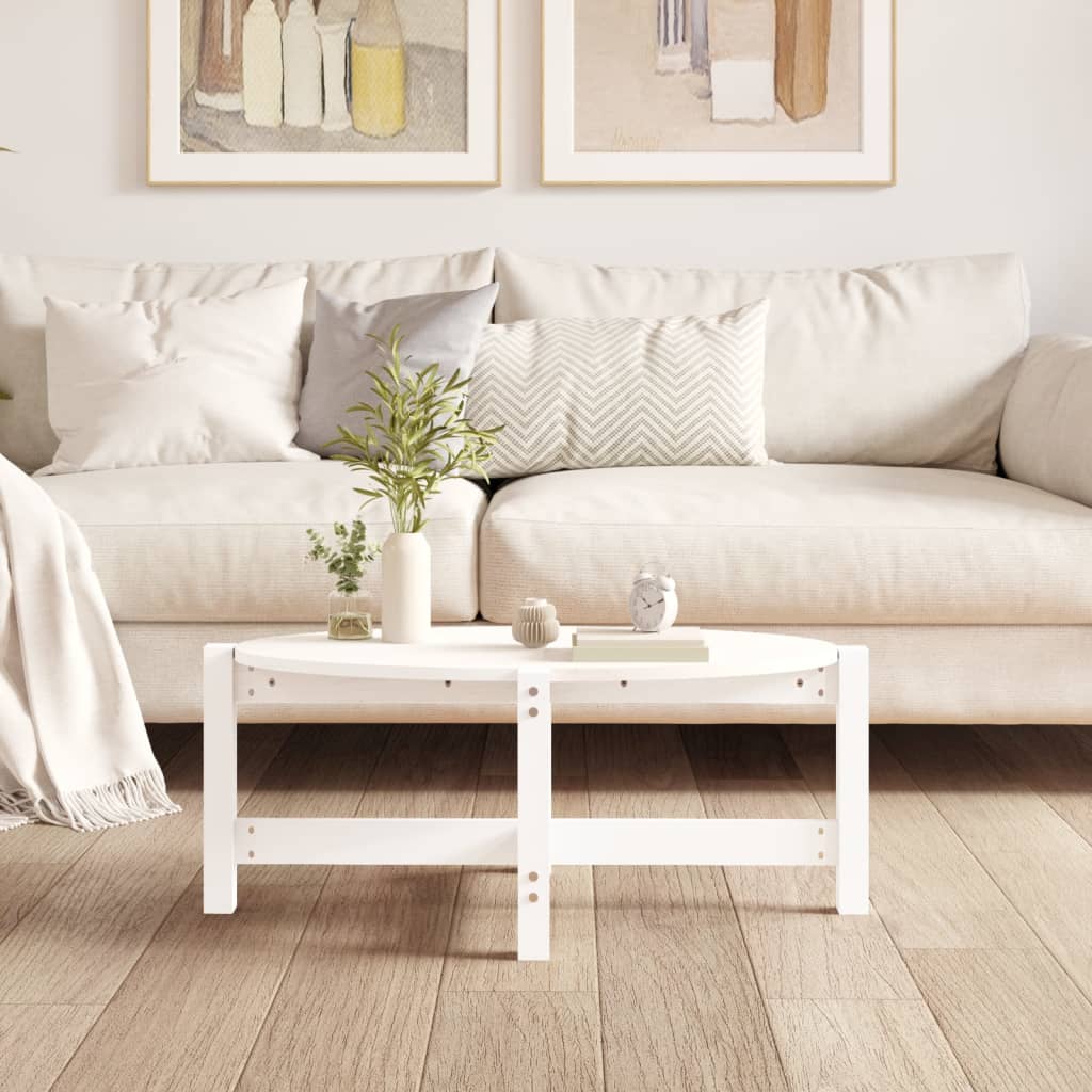 Couchtisch Weiß 87x48x35 cm Massivholz Kiefer - Pazzar.ch