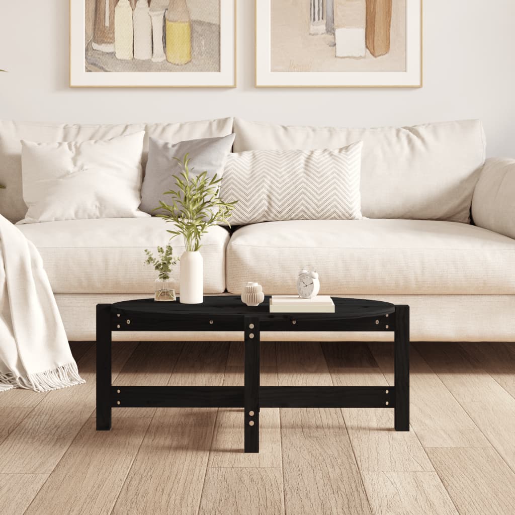 Couchtisch Schwarz 87x48x35 cm Massivholz Kiefer - Pazzar.ch