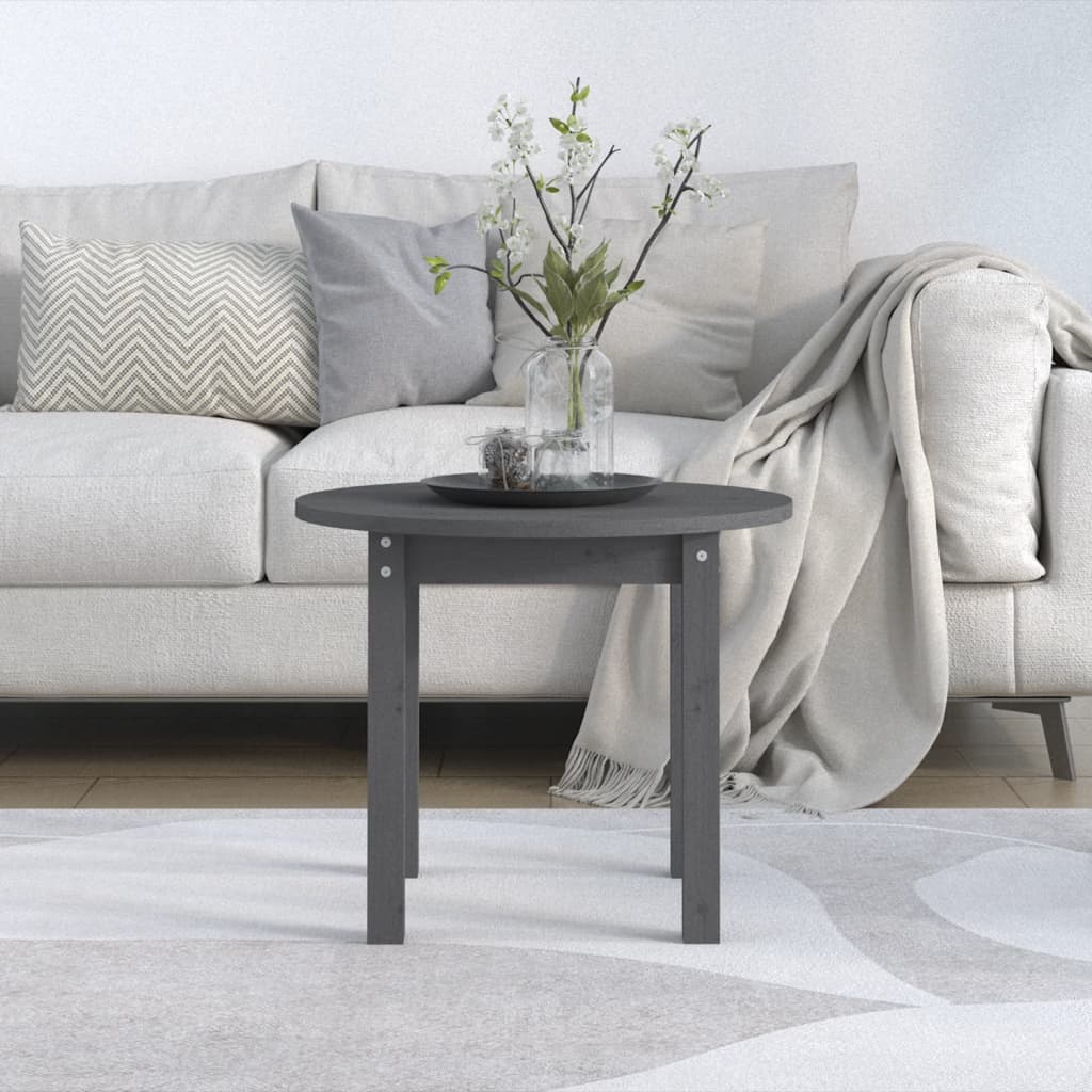 Couchtisch Grau Ø 55x45 cm Massivholz Kiefer - Pazzar.ch