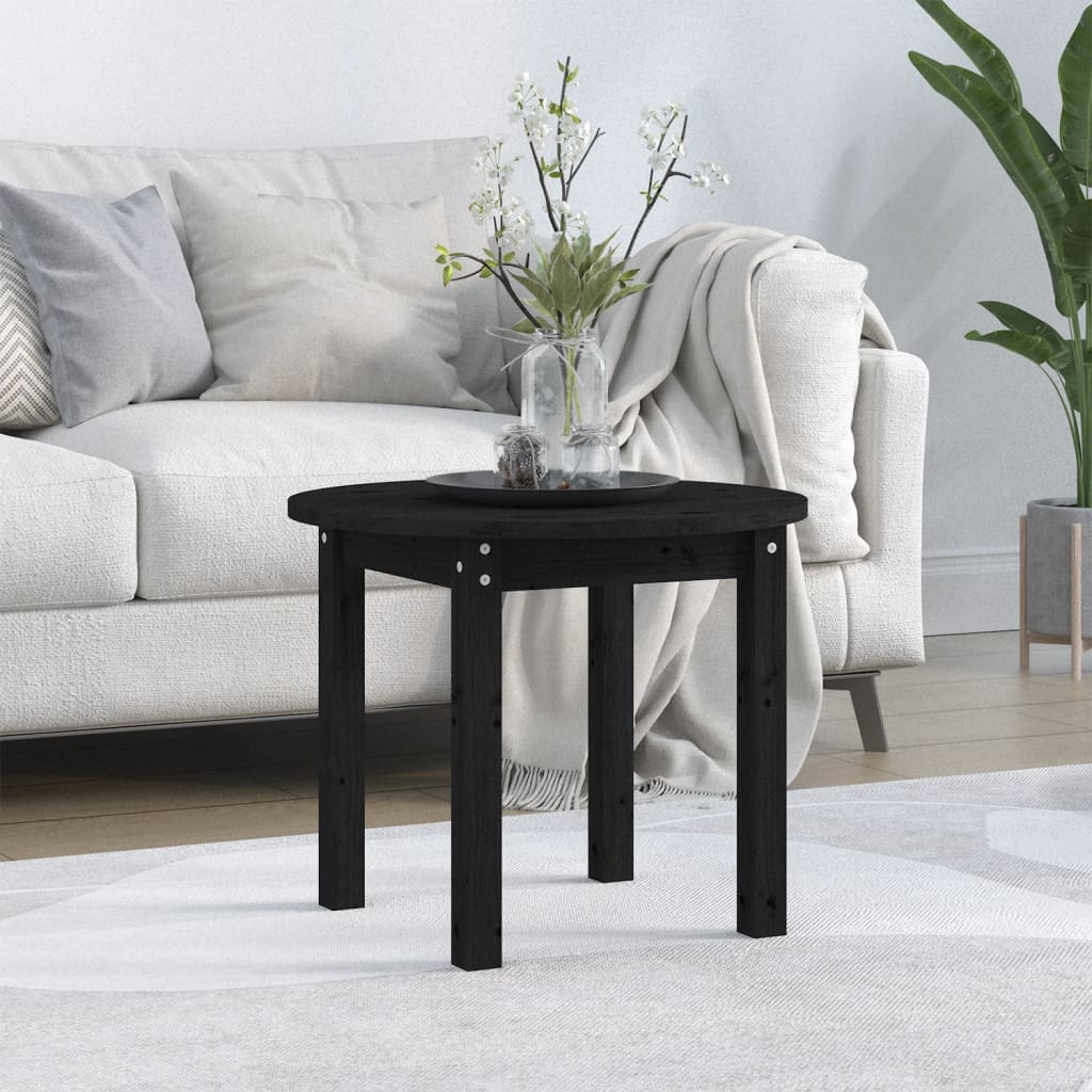 Couchtisch Schwarz Ø 55x45 cm Massivholz Kiefer - Pazzar.ch