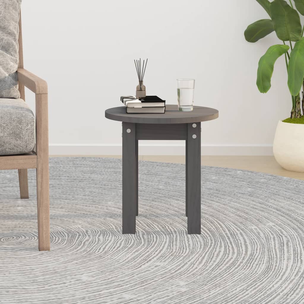 Couchtisch Grau Ø 35x35 cm Massivholz Kiefer - Pazzar.ch