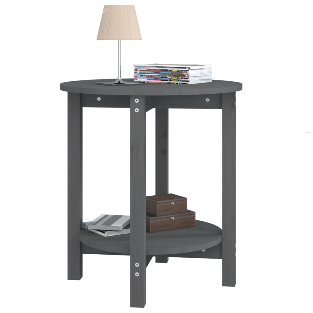 Couchtisch Grau Ø 55x60 cm Massivholz Kiefer - Pazzar.ch