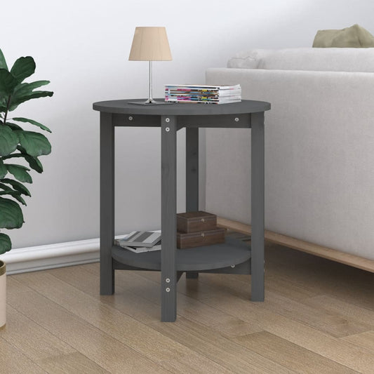 Couchtisch Grau Ø 55x60 cm Massivholz Kiefer - Pazzar.ch