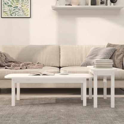 2-tlg. Couchtisch-Set Weiß Massivholz Kiefer - Pazzar.ch