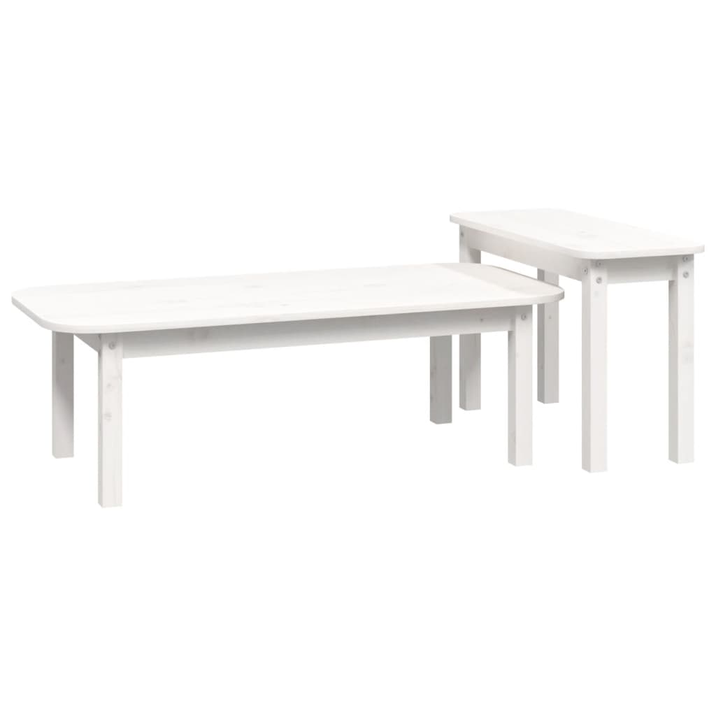 2-tlg. Couchtisch-Set Weiß Massivholz Kiefer - Pazzar.ch