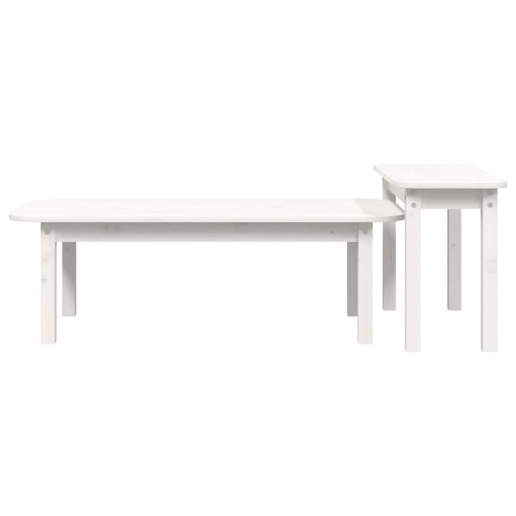 2-tlg. Couchtisch-Set Weiß Massivholz Kiefer - Pazzar.ch