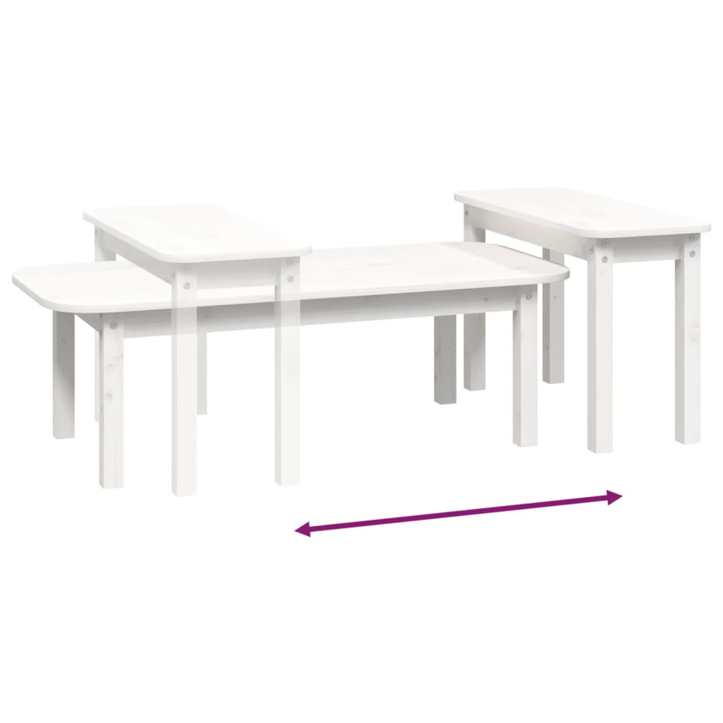 2-tlg. Couchtisch-Set Weiß Massivholz Kiefer - Pazzar.ch