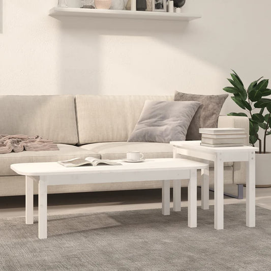 2-tlg. Couchtisch-Set Weiß Massivholz Kiefer - Pazzar.ch