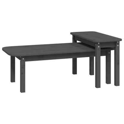 2-tlg. Couchtisch-Set Grau Massivholz Kiefer - Pazzar.ch