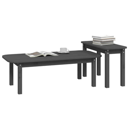 2-tlg. Couchtisch-Set Grau Massivholz Kiefer - Pazzar.ch