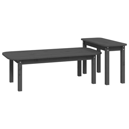 2-tlg. Couchtisch-Set Grau Massivholz Kiefer - Pazzar.ch