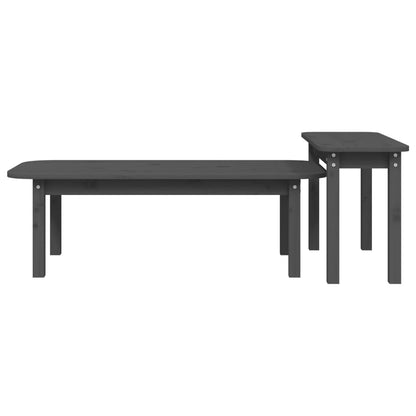 2-tlg. Couchtisch-Set Grau Massivholz Kiefer - Pazzar.ch