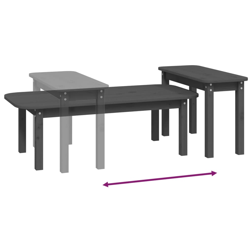 2-tlg. Couchtisch-Set Grau Massivholz Kiefer - Pazzar.ch
