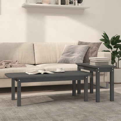 2-tlg. Couchtisch-Set Grau Massivholz Kiefer - Pazzar.ch